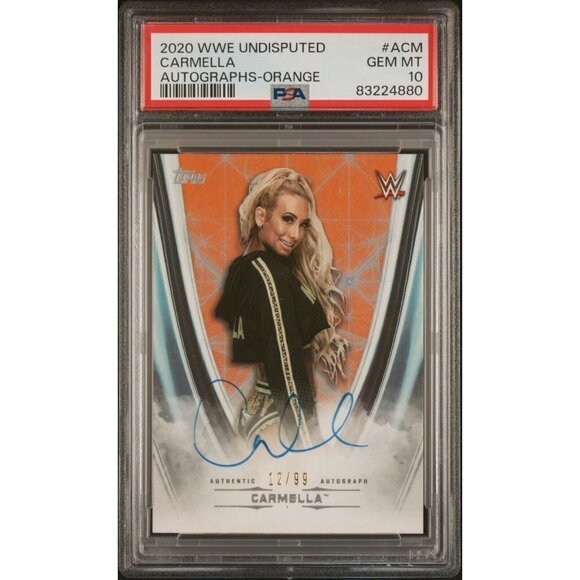 2020 Topps WWE Undisputed Carmella /99 On Card Auto Orange PSA 10